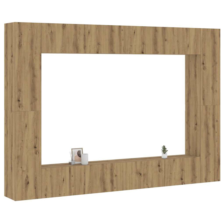 Tv-wandkasten 8 st bewerkt hout artisanaal eikenkleurig