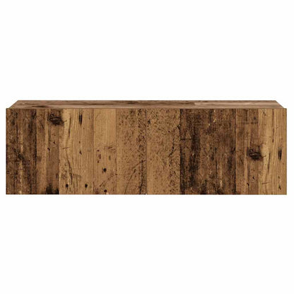 Tv-wandkasten 3 st bewerkt hout oud houtkleurig