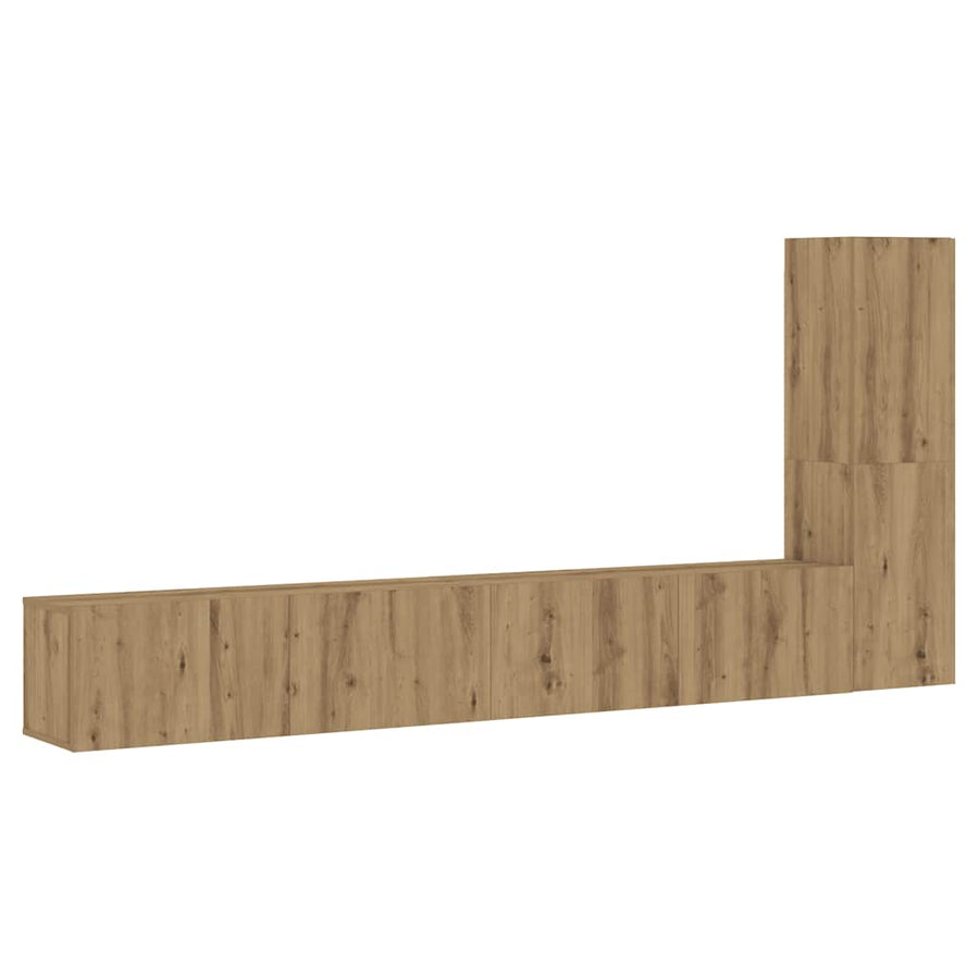 Tv-wandkasten 3 st bewerkt hout artisanaal eikenkleurig