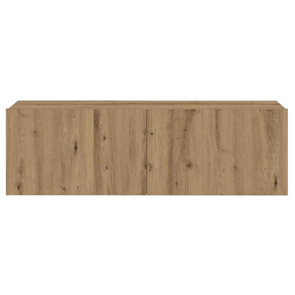 Tv-wandkasten 3 st bewerkt hout artisanaal eikenkleurig