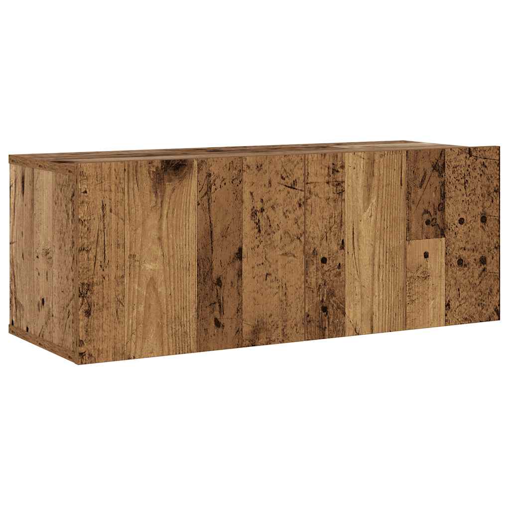 Tv-wandkasten 6 st bewerkt hout oud houtkleurig