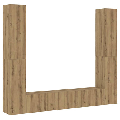 Tv-wandkasten 6 st bewerkt hout artisanaal eikenkleurig
