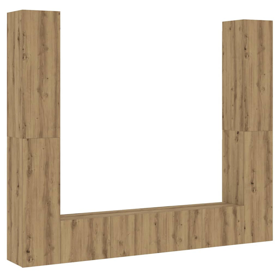 Tv-wandkasten 6 st bewerkt hout artisanaal eikenkleurig