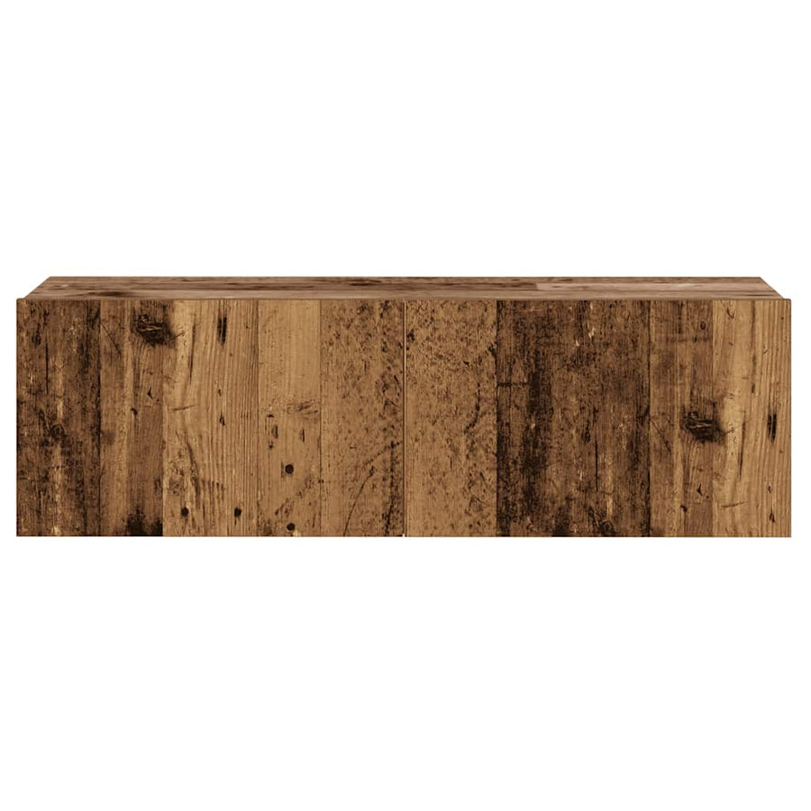 Tv-wandkasten 6 st bewerkt hout oud houtkleurig