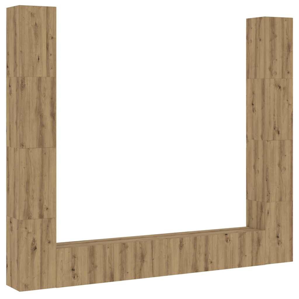 Tv-wandkasten 6 st bewerkt hout artisanaal eikenkleurig
