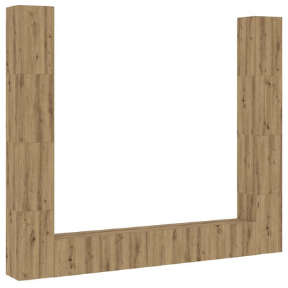Tv-wandkasten 6 st bewerkt hout artisanaal eikenkleurig