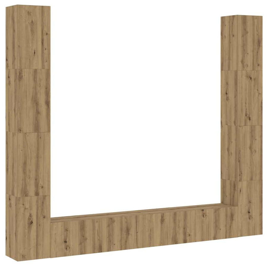 Tv-wandkasten 6 st bewerkt hout artisanaal eikenkleurig