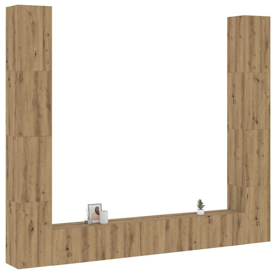 Tv-wandkasten 6 st bewerkt hout artisanaal eikenkleurig