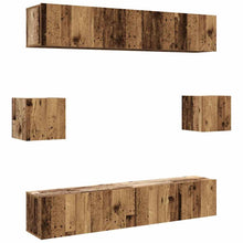 6-delig Tv-meubelset wandmontage bewerkt hout oud houtkleurig