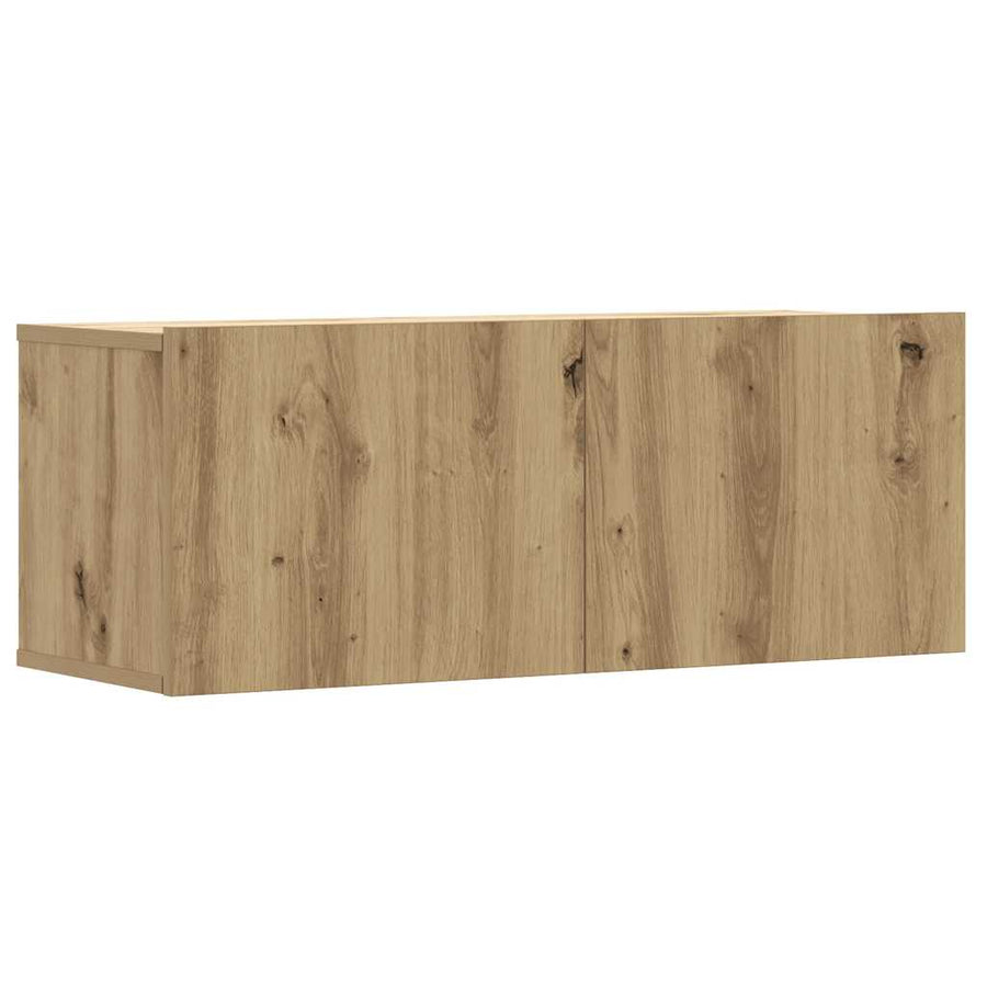 6-delig Tv-meubelset wandmontage bewerkt hout artisanaal eiken