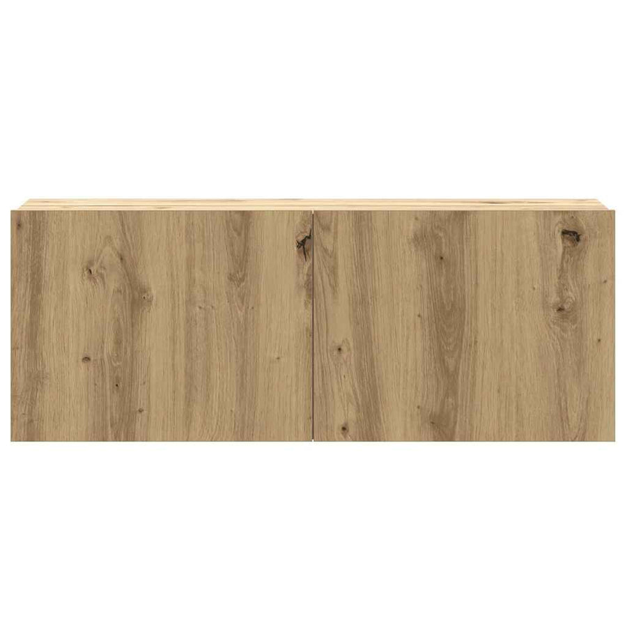 6-delig Tv-meubelset wandmontage bewerkt hout artisanaal eiken