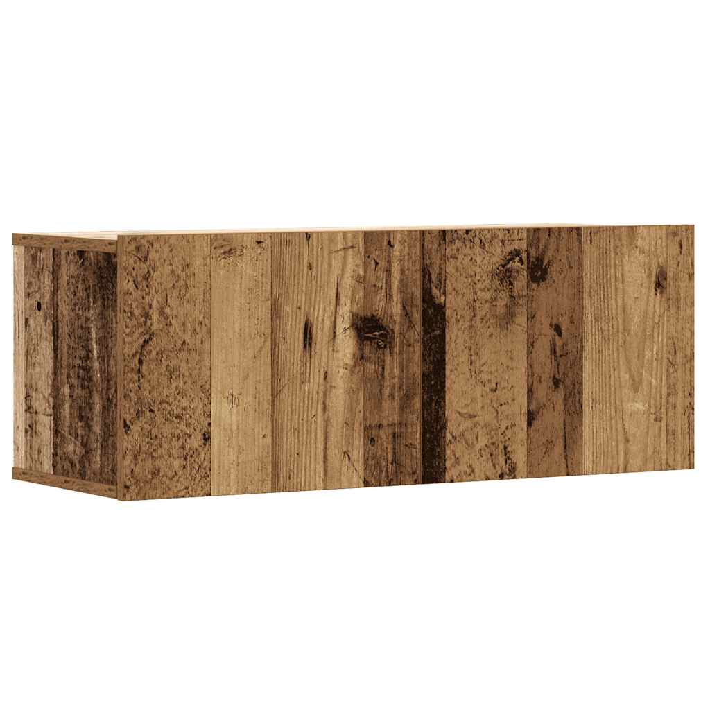 5-delig Tv-meubelset wandmontage bewerkt hout oud houtkleurig