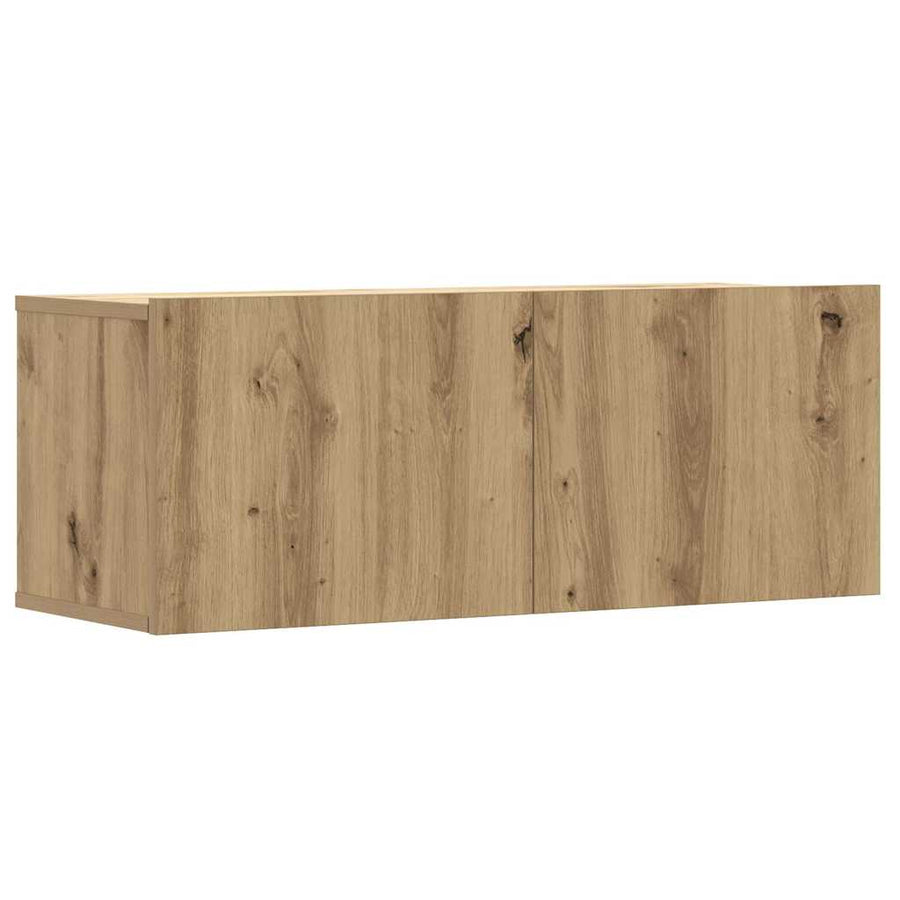 5-Delig Tv-Meubelset Wandmontage Bewerkt Hout Artisanaal Eiken