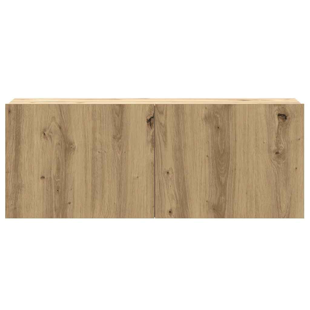 5-Delig Tv-Meubelset Wandmontage Bewerkt Hout Artisanaal Eiken