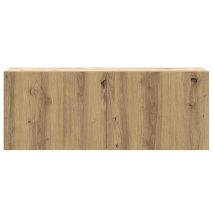 5-Delig Tv-Meubelset Wandmontage Bewerkt Hout Artisanaal Eiken