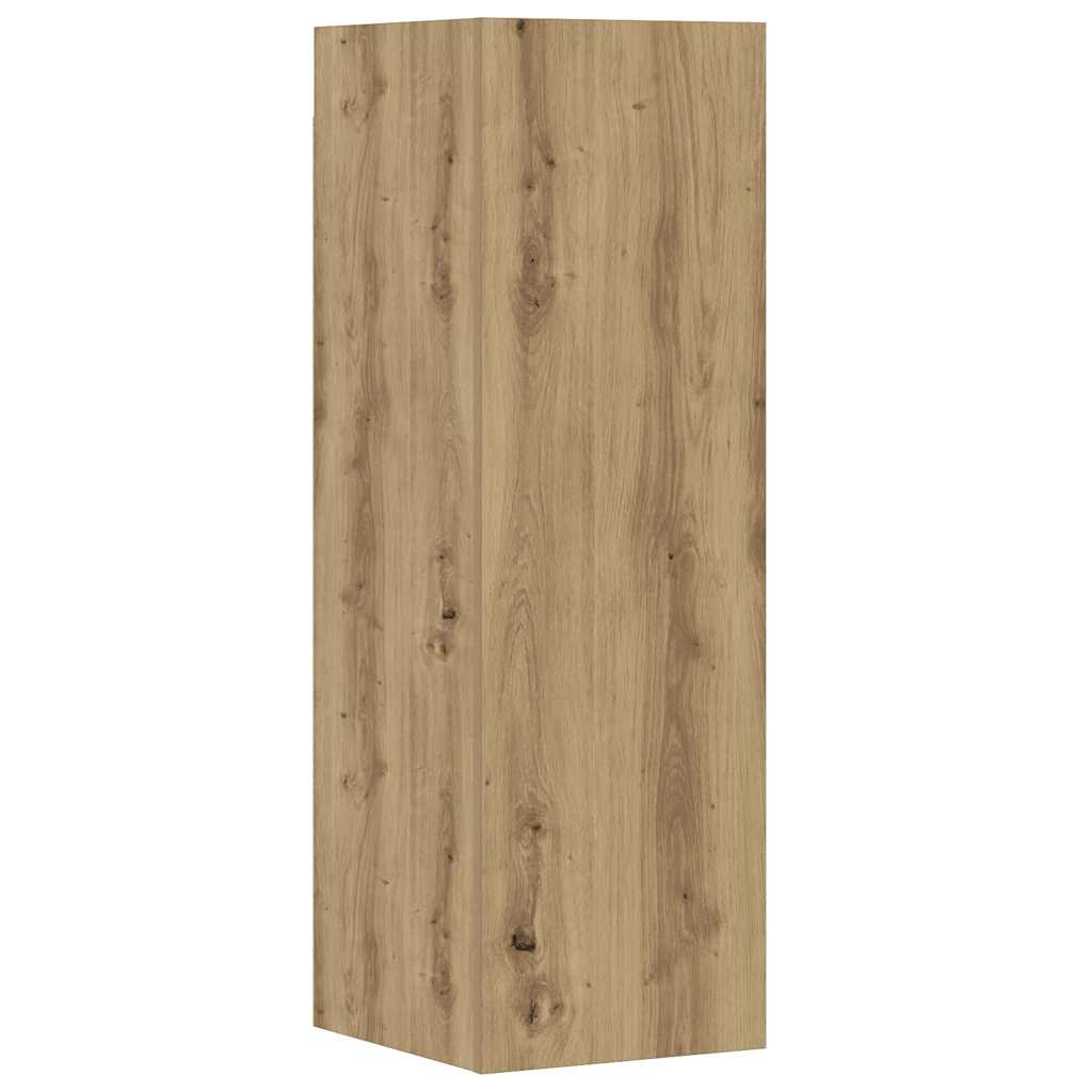 5-Delig Tv-Meubelset Wandmontage Bewerkt Hout Artisanaal Eiken