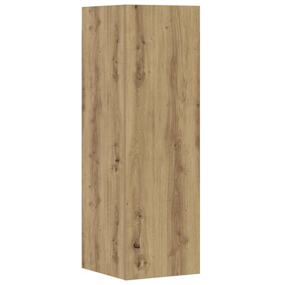 5-Delig Tv-Meubelset Wandmontage Bewerkt Hout Artisanaal Eiken