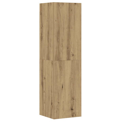 5-Delig Tv-Meubelset Wandmontage Bewerkt Hout Artisanaal Eiken