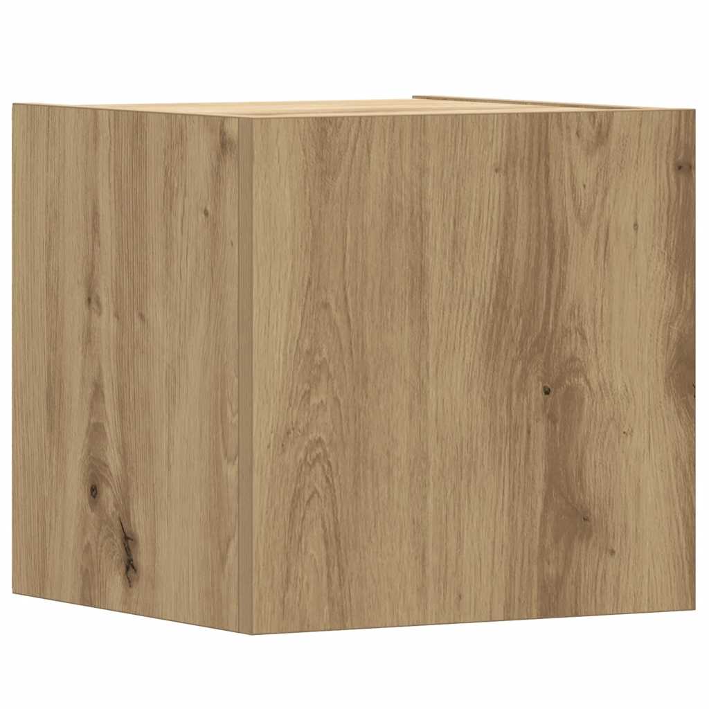5-Delig Tv-Meubelset Wandmontage Bewerkt Hout Artisanaal Eiken