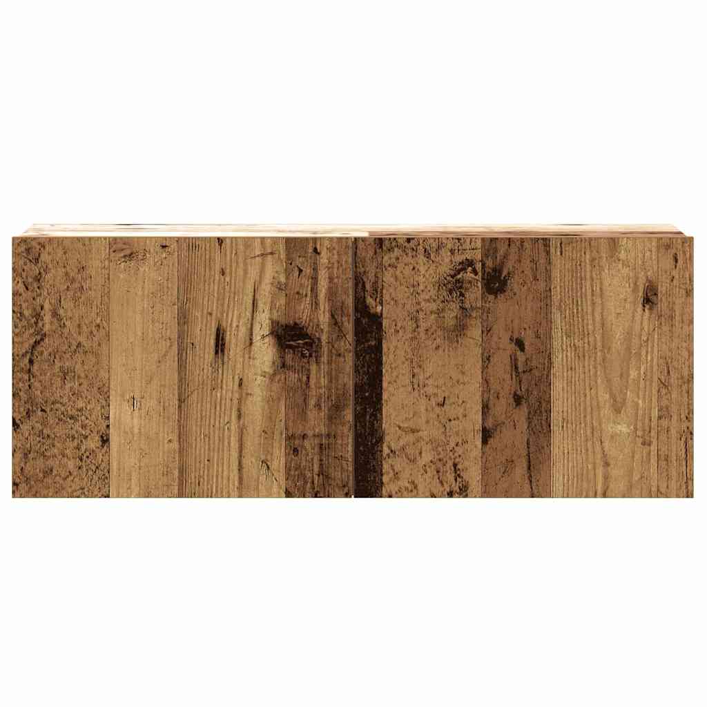 3-delig Tv-meubelset wandmontage bewerkt hout oud houtkleurig