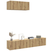 3-piece Wall-Mounted TV Cabinet Set Engineered Wood Artisan Oak