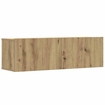 2-delig Tv-meubelset wandmontage bewerkt hout artisanaal eiken