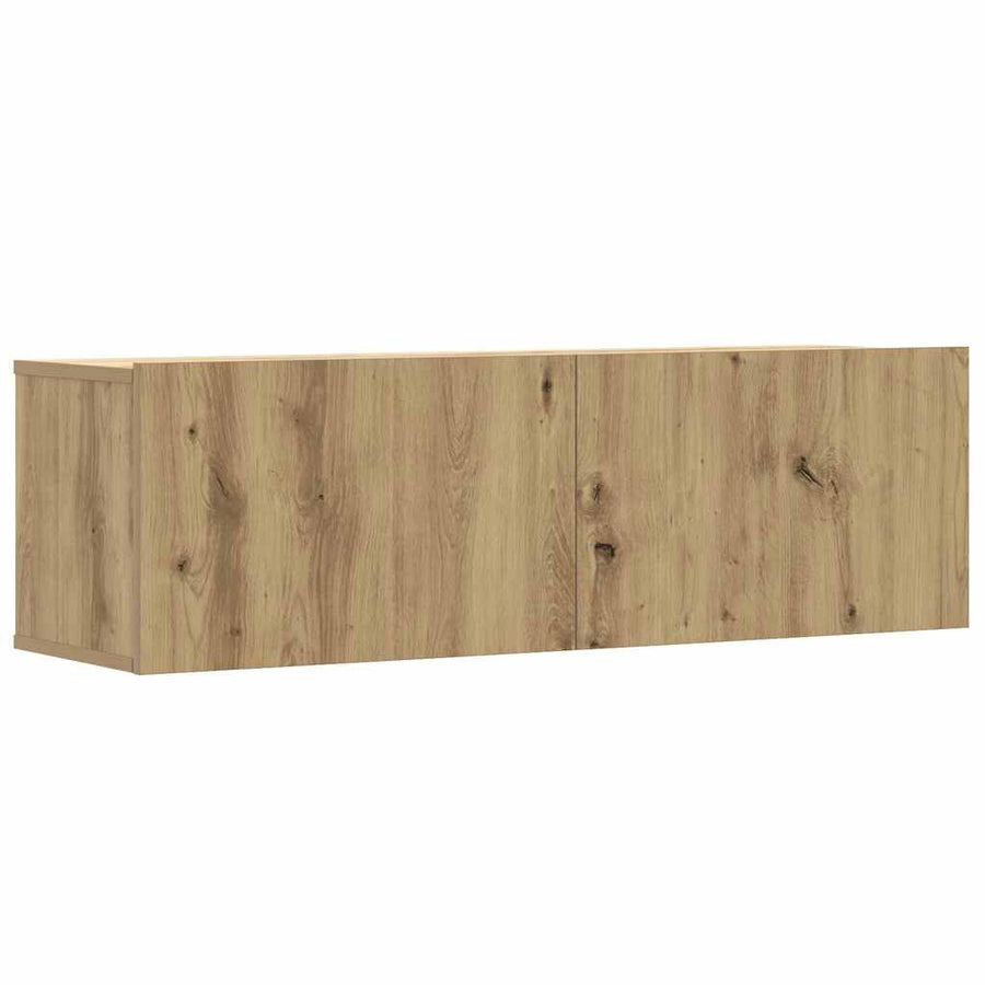 2-delig Tv-meubelset wandmontage bewerkt hout artisanaal eiken