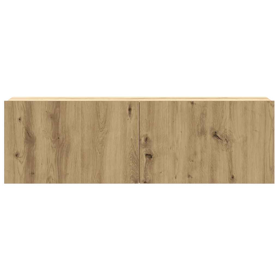 2-delig Tv-meubelset wandmontage bewerkt hout artisanaal eiken