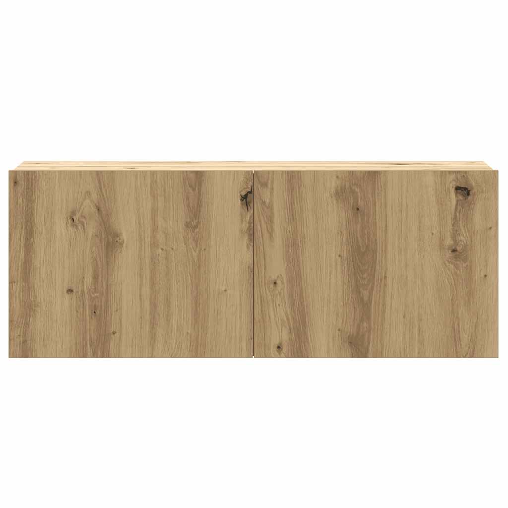 2-delig Tv-meubelset wandmontage bewerkt hout artisanaal eiken