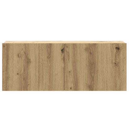 2-delig Tv-meubelset wandmontage bewerkt hout artisanaal eiken