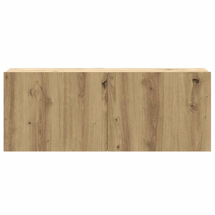 2-delig Tv-meubelset wandmontage bewerkt hout artisanaal eiken