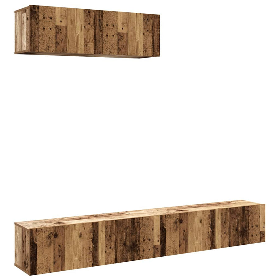 Tv-wandmeubelen 3 st 100x30x30 cm bewerkt hout oud houtkleurig