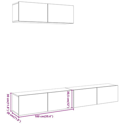 Tv-wandmeubelen 3 st 100x30x30 cm bewerkt hout oud houtkleurig