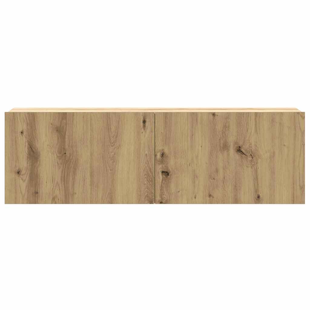 Tv-wandkasten 3 st 100x30x30 cm bewerkt hout artisanaal eiken