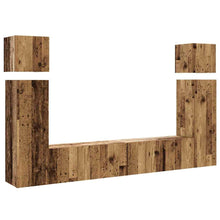 8-delig Tv-meubelset wandmontage bewerkt hout oud houtkleurig