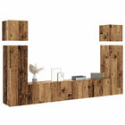 Tv-meubelset wandmontage 8-delig bewerkt hout oud houtkleurig