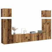 Tv-meubelset wandmontage 8-delig bewerkt hout oud houtkleurig