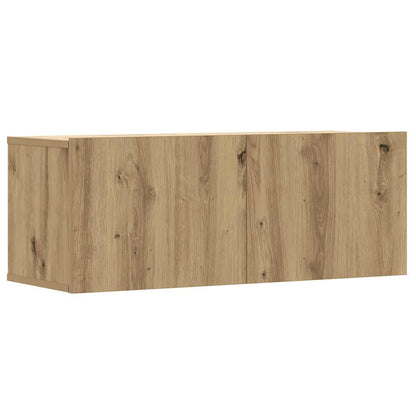 8-Delig Tv-Meubelset Wandmontage Bewerkt Hout Artisanaal Eiken 80 cm