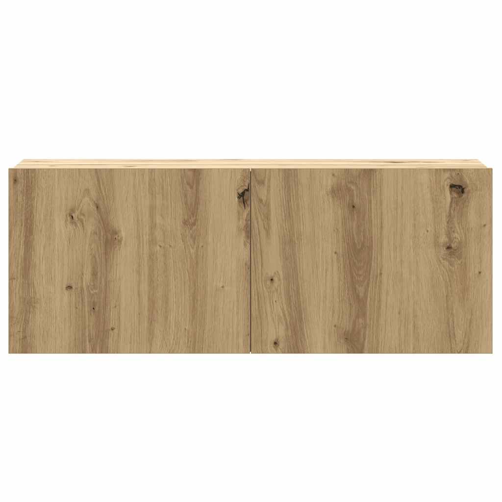 8-Delig Tv-Meubelset Wandmontage Bewerkt Hout Artisanaal Eiken 80 cm