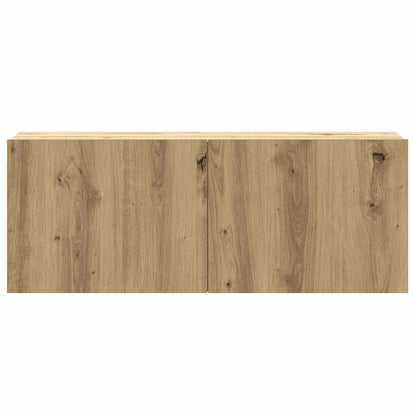 8-Delig Tv-Meubelset Wandmontage Bewerkt Hout Artisanaal Eiken 80 cm