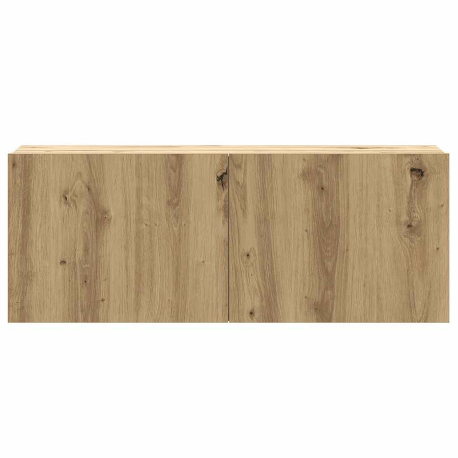 8-Delig Tv-Meubelset Wandmontage Bewerkt Hout Artisanaal Eiken 80 cm