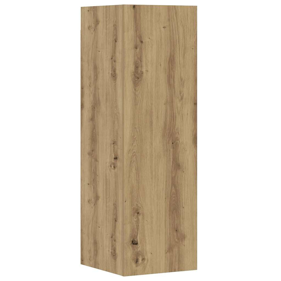 8-Delig Tv-Meubelset Wandmontage Bewerkt Hout Artisanaal Eiken 80 cm