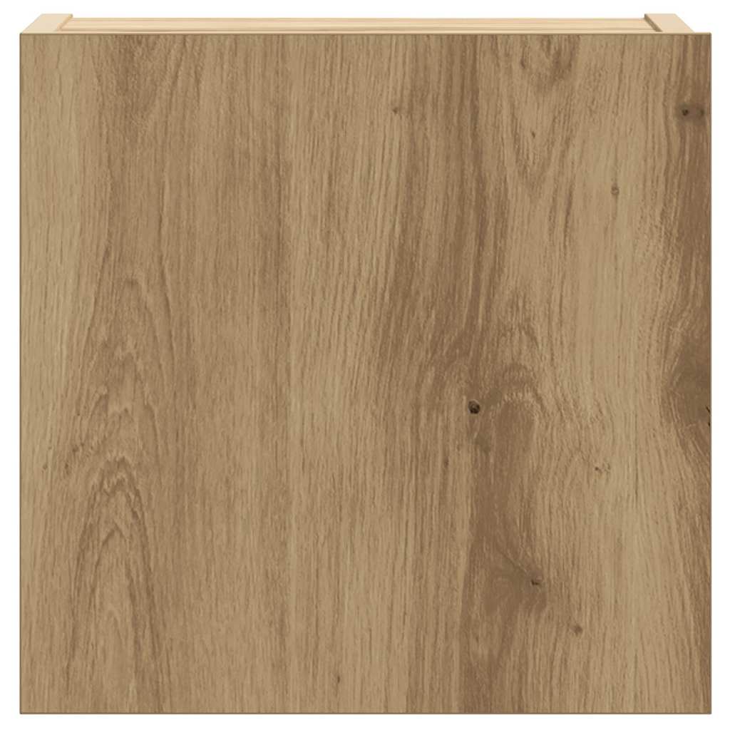 8-Delig Tv-Meubelset Wandmontage Bewerkt Hout Artisanaal Eiken 80 cm