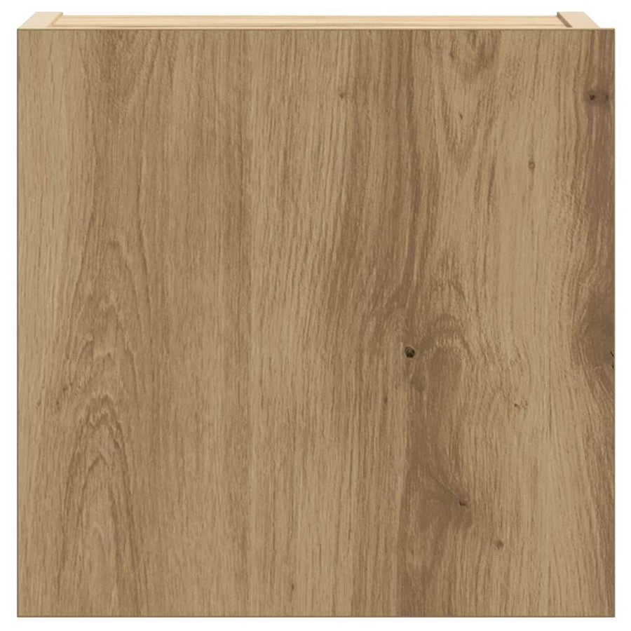 8-Delig Tv-Meubelset Wandmontage Bewerkt Hout Artisanaal Eiken 80 cm