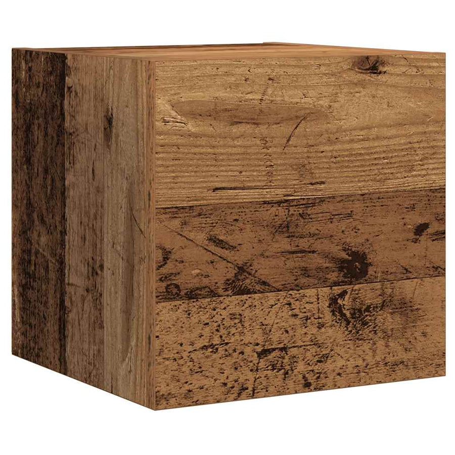 7-delig Tv-meubelset wandmontage bewerkt hout oud houtkleurig