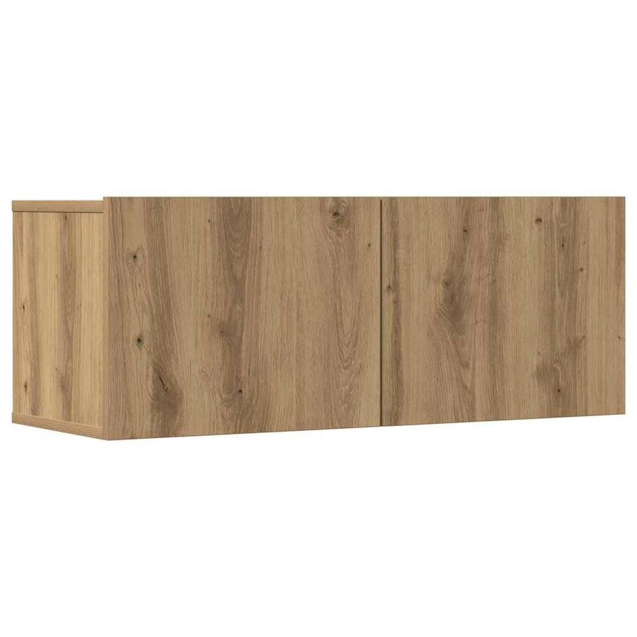 7-delig Tv-meubelset wandmontage bewerkt hout artisanaal eiken