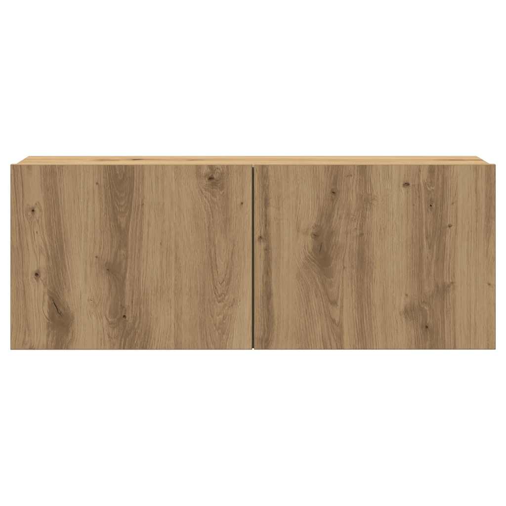 7-delig Tv-meubelset wandmontage bewerkt hout artisanaal eiken