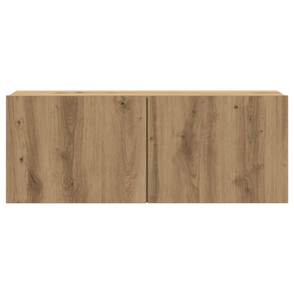 7-delig Tv-meubelset wandmontage bewerkt hout artisanaal eiken