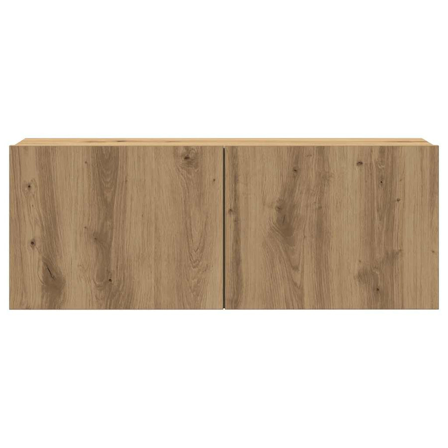 7-delig Tv-meubelset wandmontage bewerkt hout artisanaal eiken