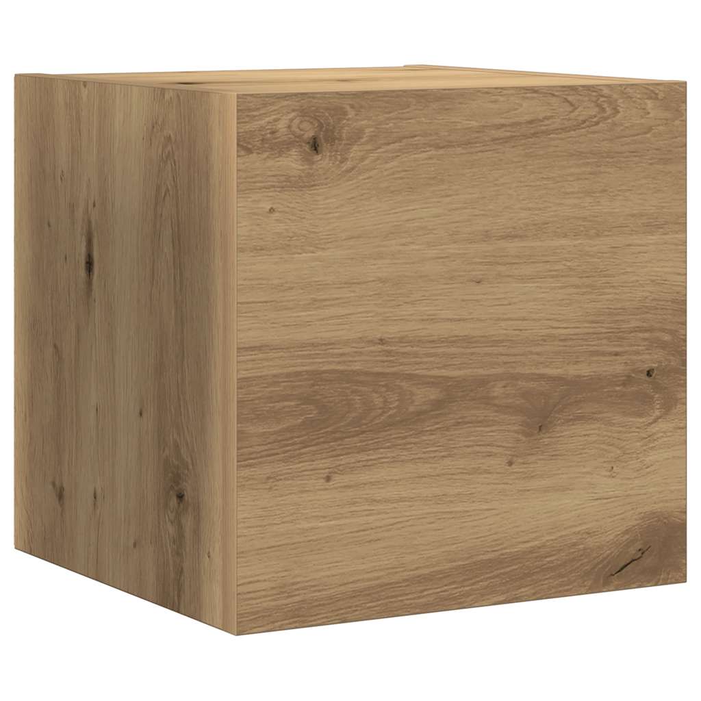 7-delig Tv-meubelset wandmontage bewerkt hout artisanaal eiken